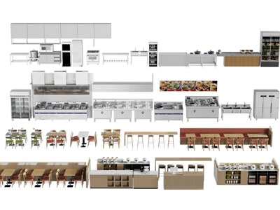 现代饭店餐桌椅组合