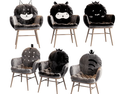 现代卡通靠垫的休闲椅子 儿童椅