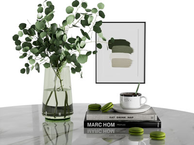 现代玻璃花瓶 书本 装饰画摆件组合