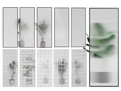 现代花纹玻璃隔断3d模型 现代花纹玻璃隔断