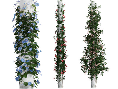 现代装饰花柱子 藤蔓植物柱子3d模型 现代装饰花柱子 藤蔓植物柱子