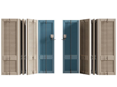 北欧实木百叶折叠推拉门3d模型 北欧实木百叶折叠推拉门