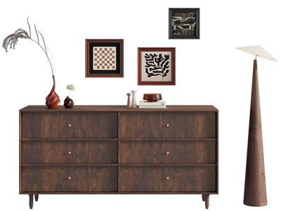 法式中古风玄关柜 边柜 装饰挂画