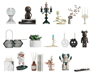 现代烛台 香薰 雕塑雕刻摆件组合