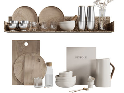 现代木质盘子 金属碗 茶具杯子摆件组合