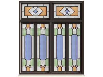 现代复古彩色玻璃平开窗户3d模型 现代复古彩色玻璃平开窗户