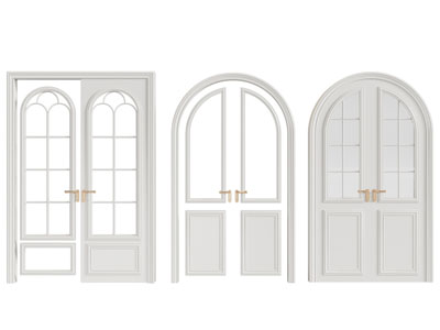 法式拱形双开门 木门 玻璃门3d模型 法式拱形双开门 木门 玻璃门