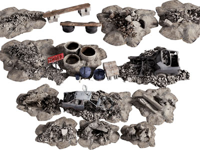 工业风loft建筑材料垃圾堆 石头堆 废墟石头美陈