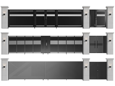 现代铁艺大门3d模型 现代铁艺大门