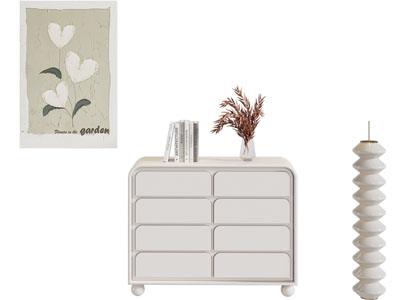 侘寂风玄关柜 边柜 落地灯 挂画