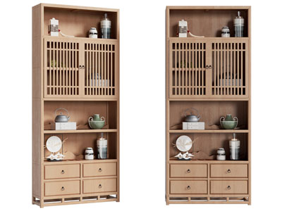 新中式实木博古架 装饰柜 茶饼 茶罐