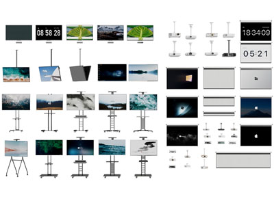 现代支架电视机 投影仪 投影幕布3d模型 现代支架电视机 投影仪 投影幕布