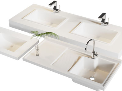 现代陶瓷洗衣池 洗手盆 水龙头