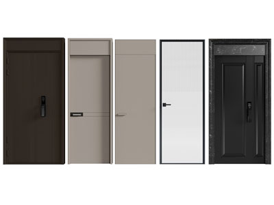 现代密码锁的子母入户门 平开门 木门3d模型 现代密码锁的子母入户门 平开门 木门