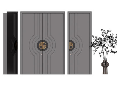 新中式双开门 平开门 大门3d模型 新中式双开门 平开门 大门