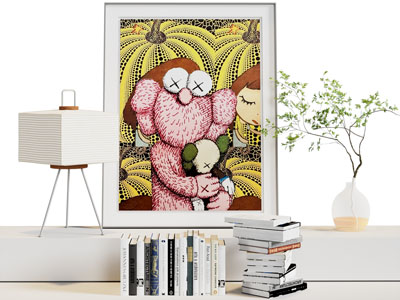 现代书本 台灯 装饰画摆件组合