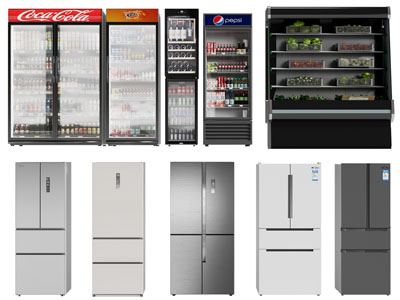 现代玻璃柜门的冰柜 冰箱 展柜3d模型 现代玻璃柜门的冰柜 冰箱 展柜