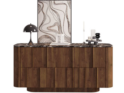 现代中古风玄关柜 边柜 摆件组合