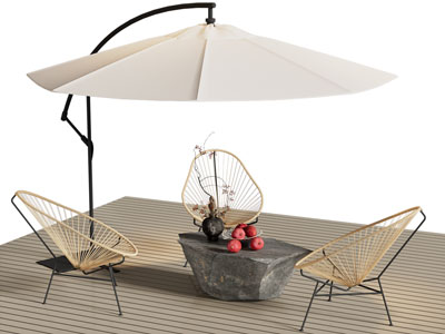 现代户外遮阳棚 遮阳伞 休闲椅子