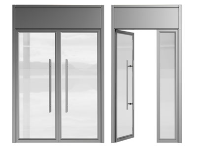 现代玻璃办公大门 双开门3d模型 现代玻璃办公大门 双开门