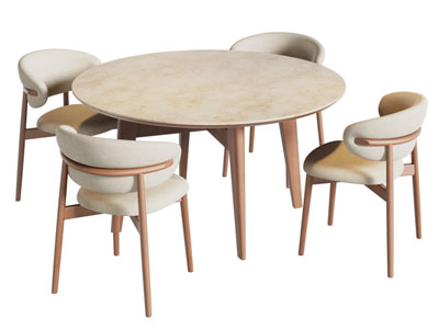 现代圆形餐桌椅组合