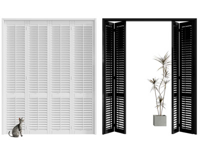 北欧实木百叶折叠推拉门3d模型 北欧实木百叶折叠推拉门