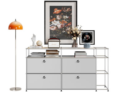 现代玄关柜 边柜 装饰画 落地灯