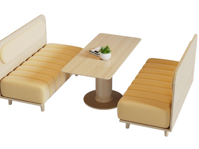 现代卡座餐桌椅组合