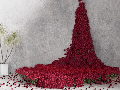 现代玫瑰花美陈 摆件组合 户外装置