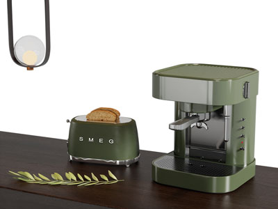 现代复古咖啡机 吐司机 厨房电器3d模型 现代复古咖啡机 吐司机 厨房电器