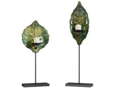 现代树叶造型的烛台 摆件组合