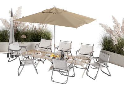 现代户外庭院遮阳伞 休闲餐桌椅组合