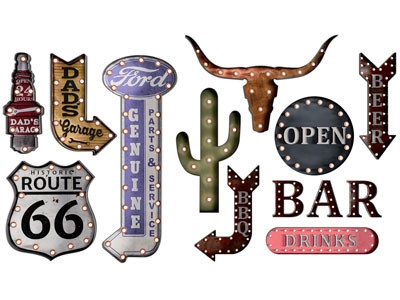 工业风loft箭头指示灯 墙饰挂件