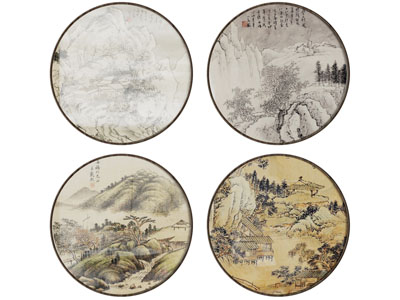 新中式圆形装饰挂画3d模型 新中式圆形装饰挂画