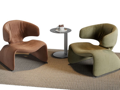 现代休闲单人沙发 边几