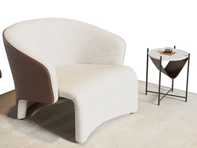 现代单人沙发 边几