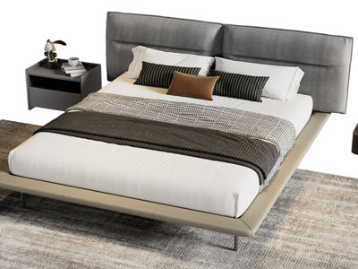 现代双人床 床头柜