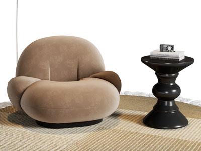 法式单人沙发 边几