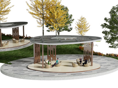 现代廊架 凉亭 亭子