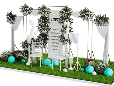 现代花束 气球美陈 摆件组合 户外装置