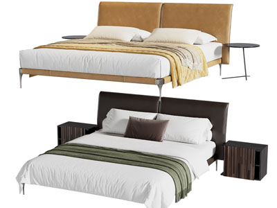 现代双人床 床头柜