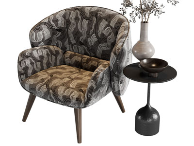 现代休闲椅子 边几