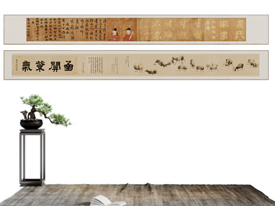 新中式横幅装饰挂画3d模型 新中式横幅装饰挂画