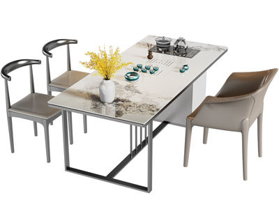 新中式长方形餐桌椅组合