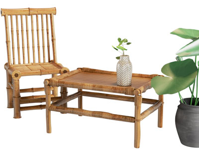 新中式竹编休闲椅子 茶几