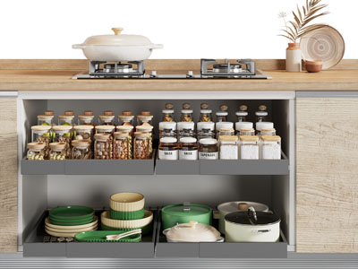 现代调料瓶 锅具 碗碟摆件组合