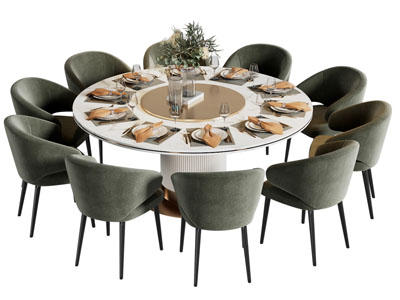 现代圆形餐桌椅组合
