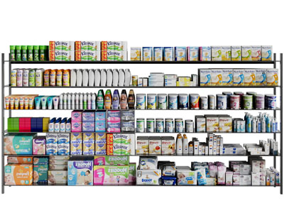 现代超市生活用品货架 展柜