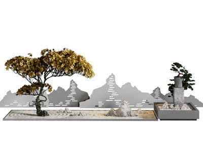 新中式假山 松树 景观园艺小品