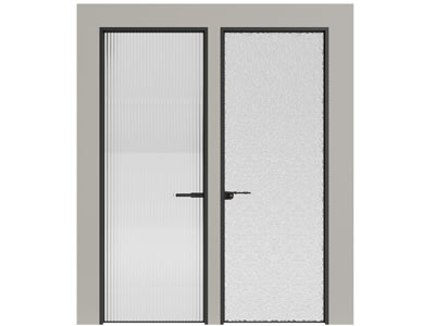 现代花纹玻璃平开门 房门3d模型 现代花纹玻璃平开门 房门